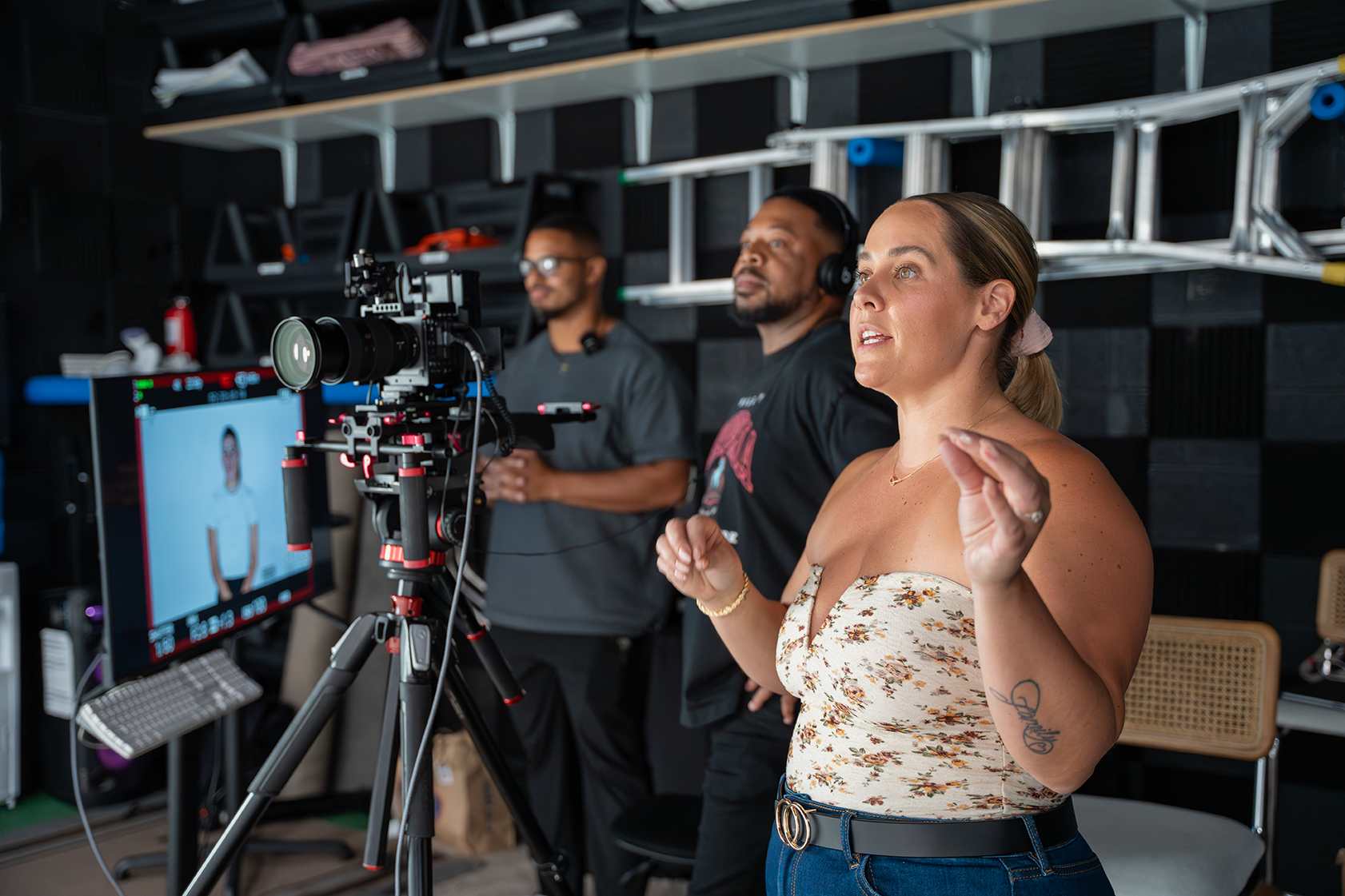 Behind-the-scenes at Simon Creative House during video production